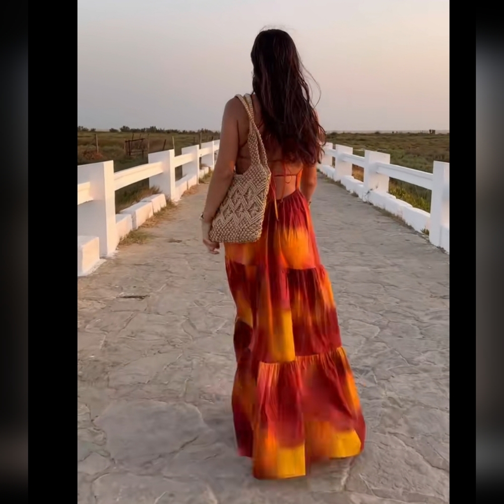 Zara * Maxi Dress Orange Size XS